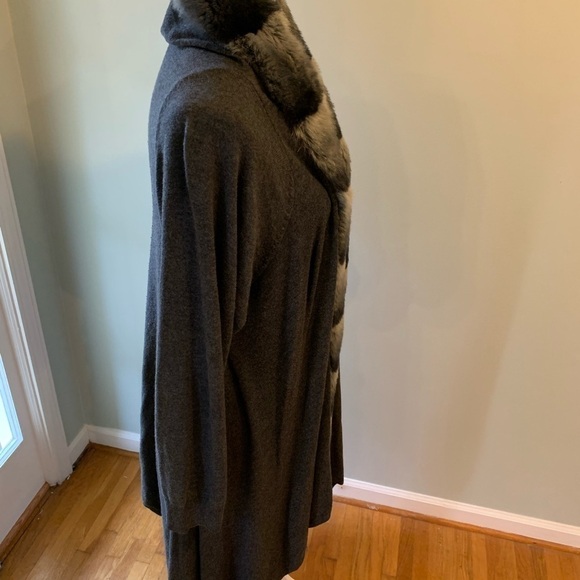 Worthington faux fur trimmed sweater cardigan , size 2X - Picture 3 of 6